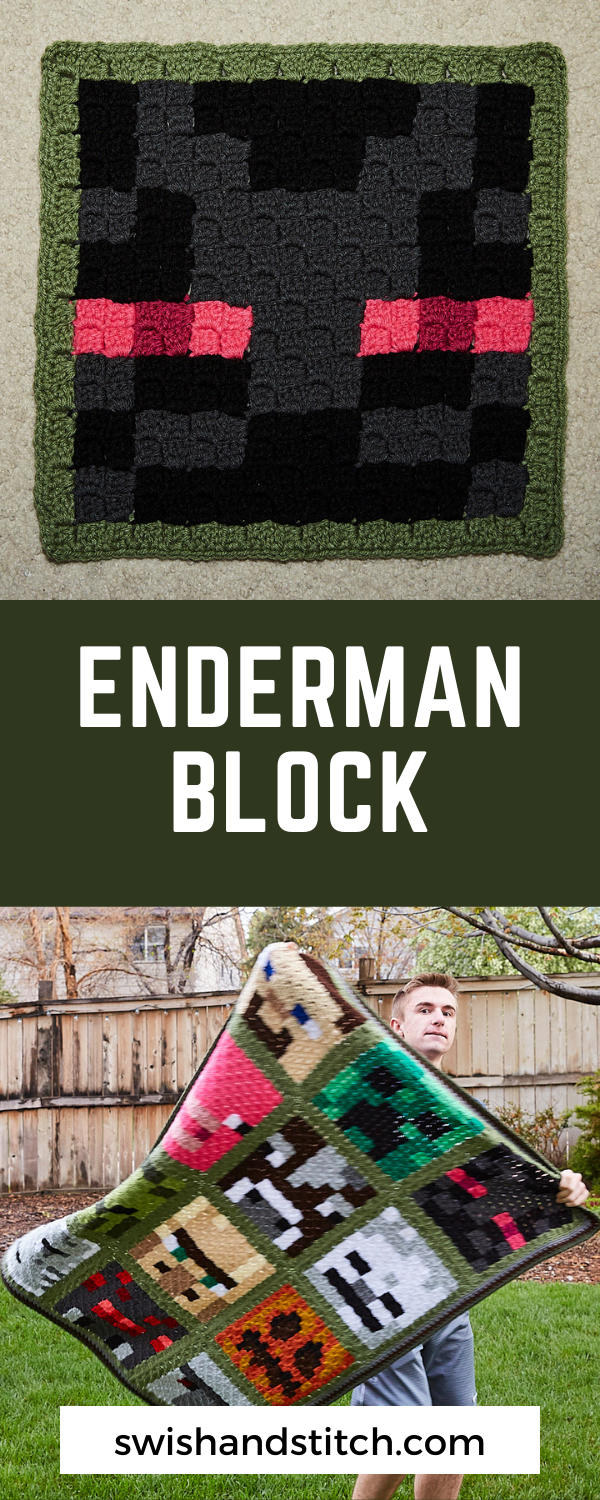 Minecraft C2C Crochet Afghan Enderman Block Swish And Stitch