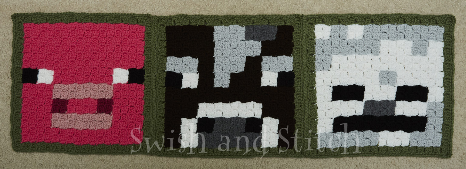 Minecraft C2C Crochet Afghan Joining And Edging Swish And Stitch