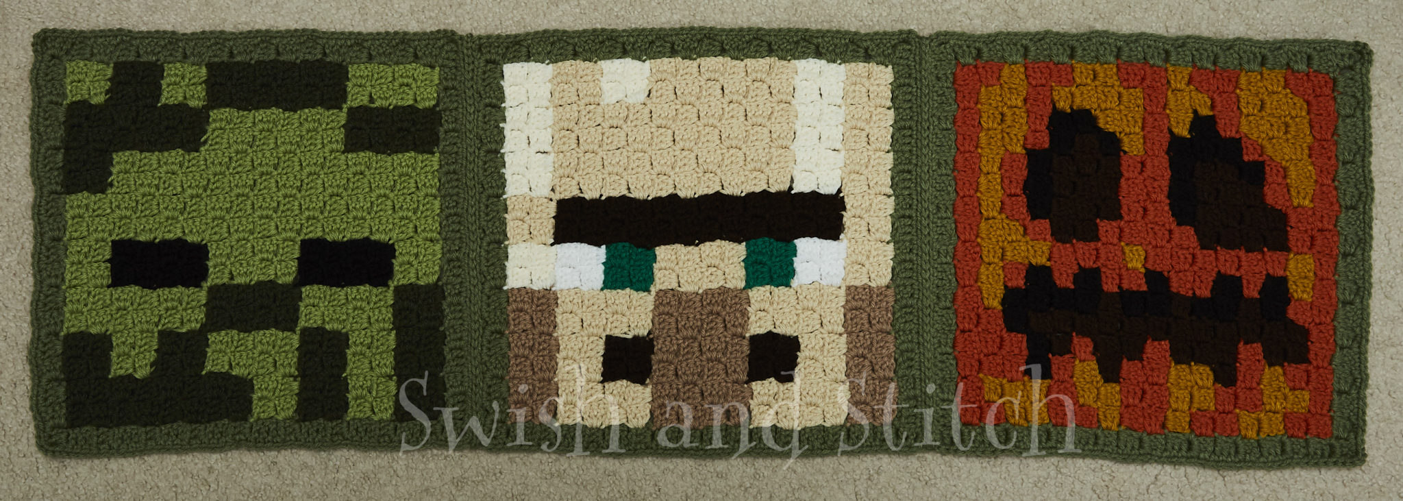 Minecraft C2C Crochet Afghan Joining And Edging Swish And Stitch