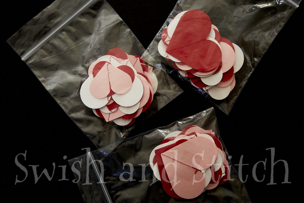 Valentine heart paper garland in bags for storage