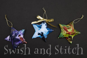 Completed Harry Potter Paper Mache Star Ornaments