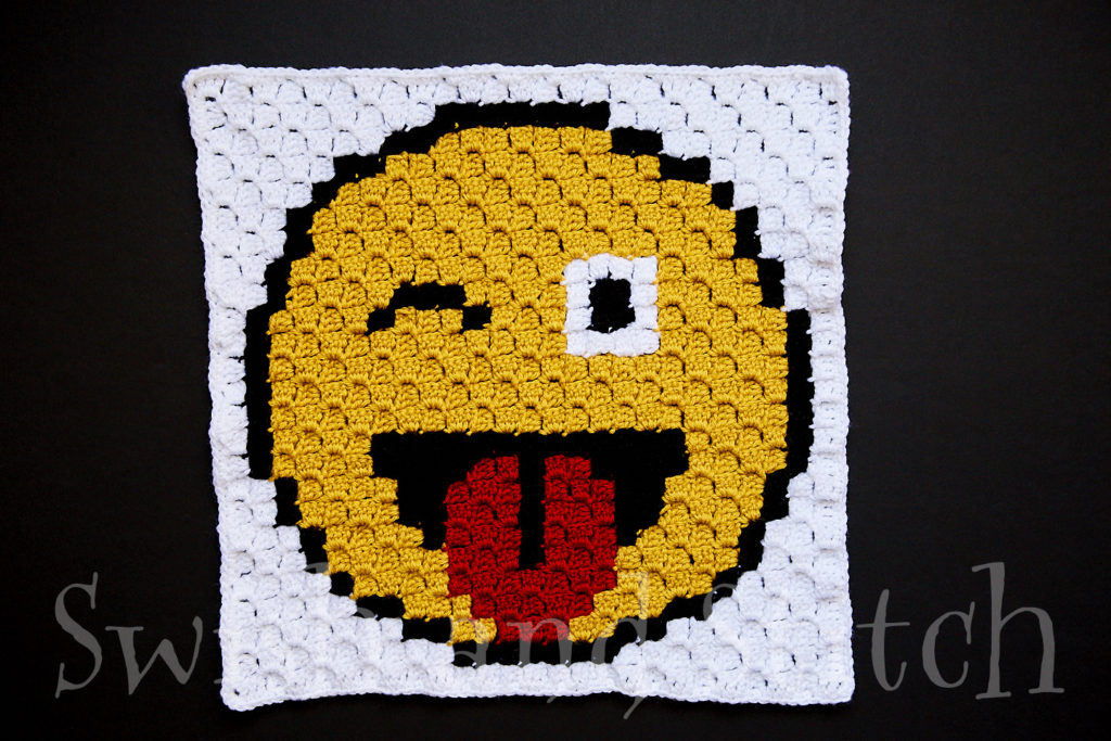 C2C crochet crazy emoji block