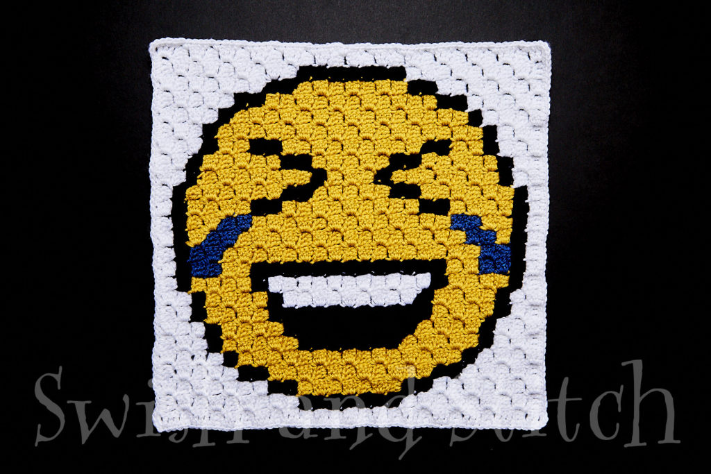 c2c crochet  crying laughing emoji block