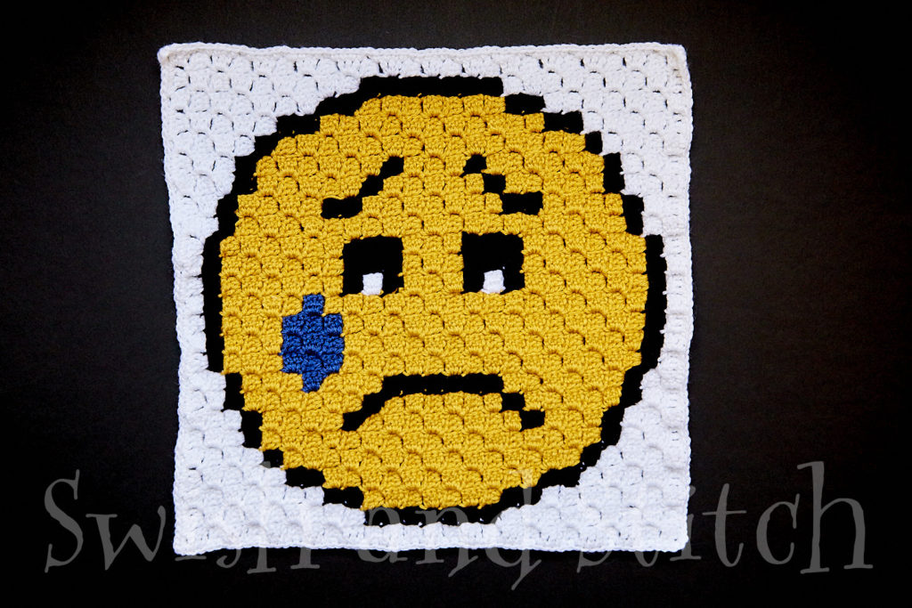 c2c crochet sad emoji block