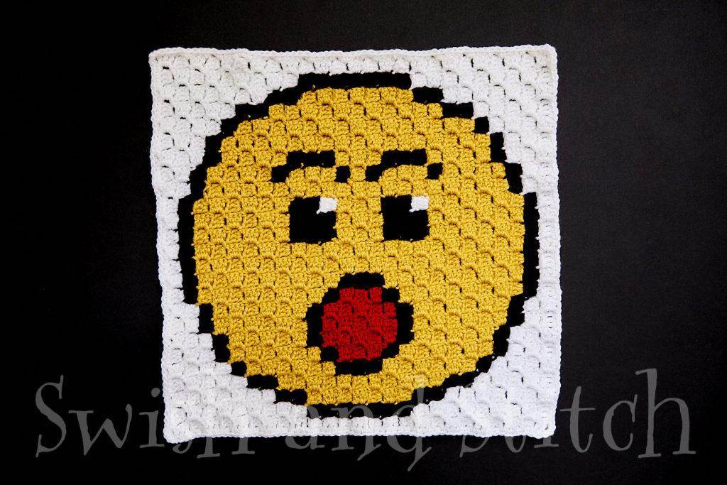 c2c crochet surprised emoji block