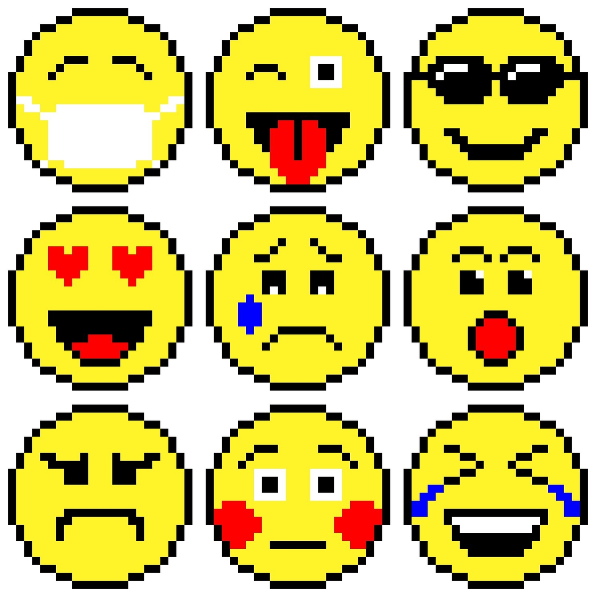 9x9 Emoji afghan layout