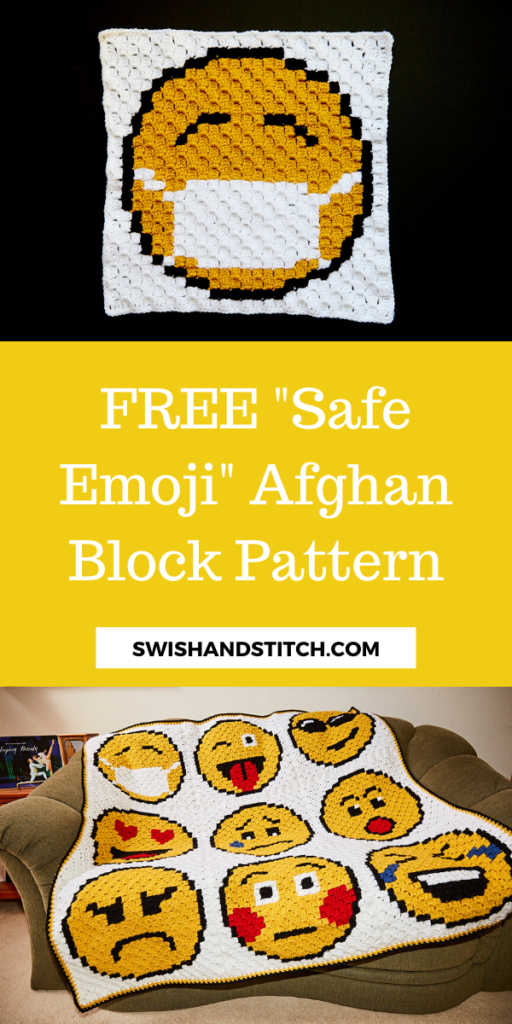 Pinterest C2C crochet emoji afghan safe medical mask