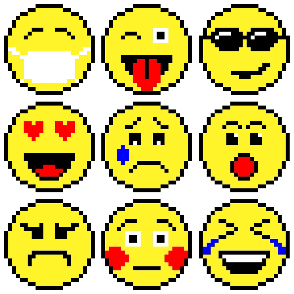 Epic Face - Pixel Art Emoji Transparent PNG - 1200x1200 - Free