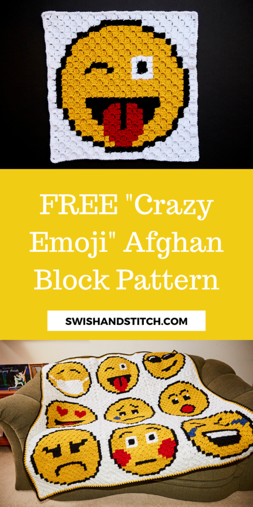 Pinterest C2C crochet emoji afghan crazy block
