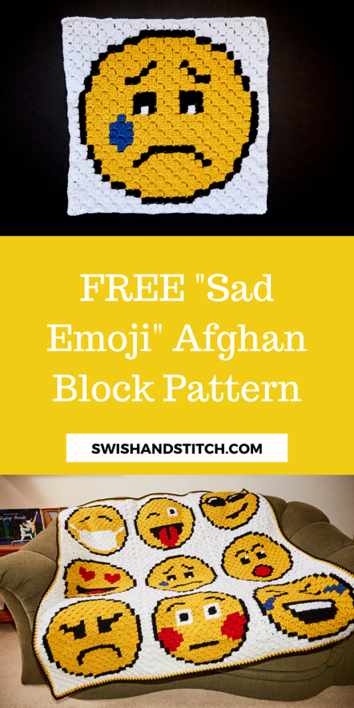 Pinterest C2C crochet emoji afghan sad crying block