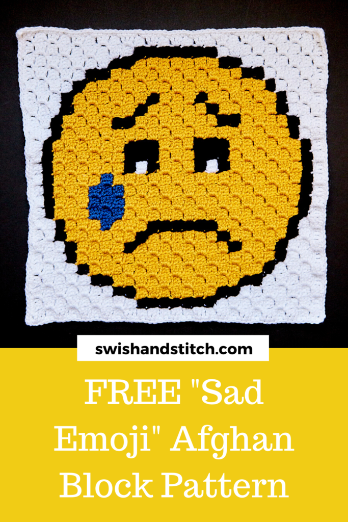 Pinterest C2C crochet emoji afghan sad crying block