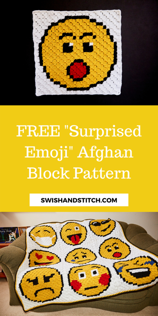 Pinterest C2C crochet emoji afghan surprised block