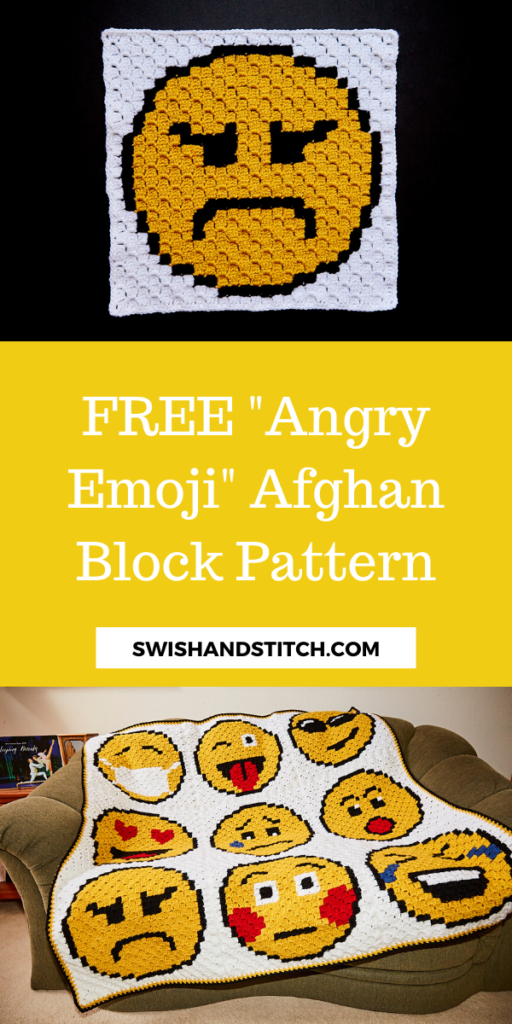 Pinterest C2C crochet emoji afghan angry mad block