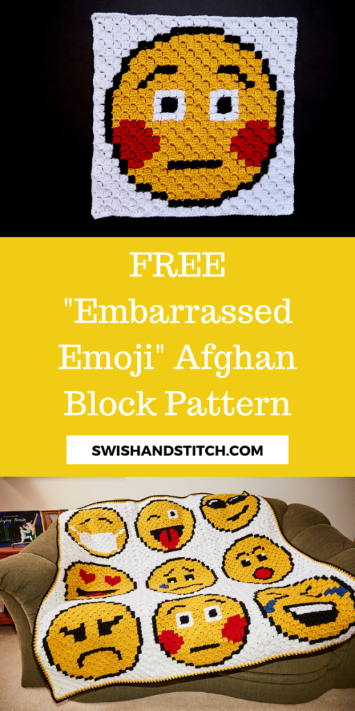 Pinterest C2C crochet emoji afghan embarassed block