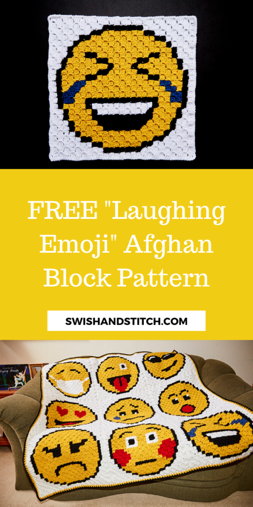 Pinterest C2C crochet emoji afghan laughing block