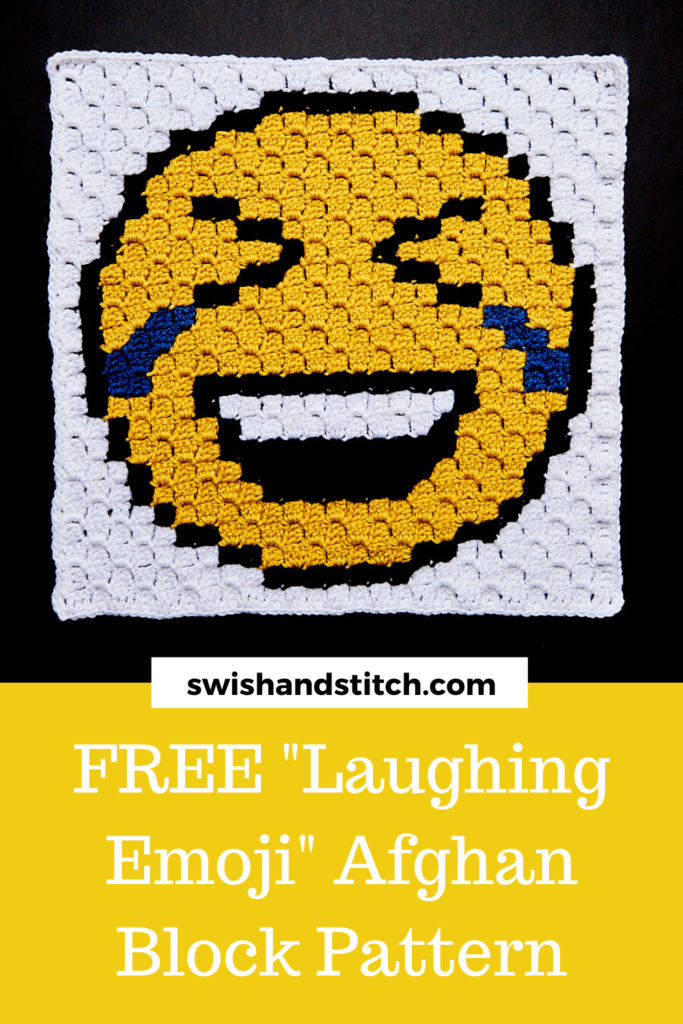 Pinterest C2C crochet emoji afghan laughing block