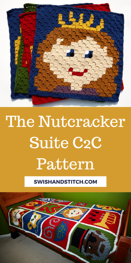 The Nutcracker Suite C2C Crochet Afghan Pattern Pinterest Image