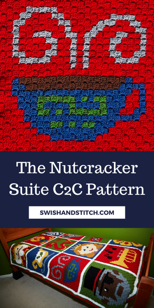 The Nutcracker Suite C2C Crochet Afghan Pattern Pinterest Image - Arabian Coffee