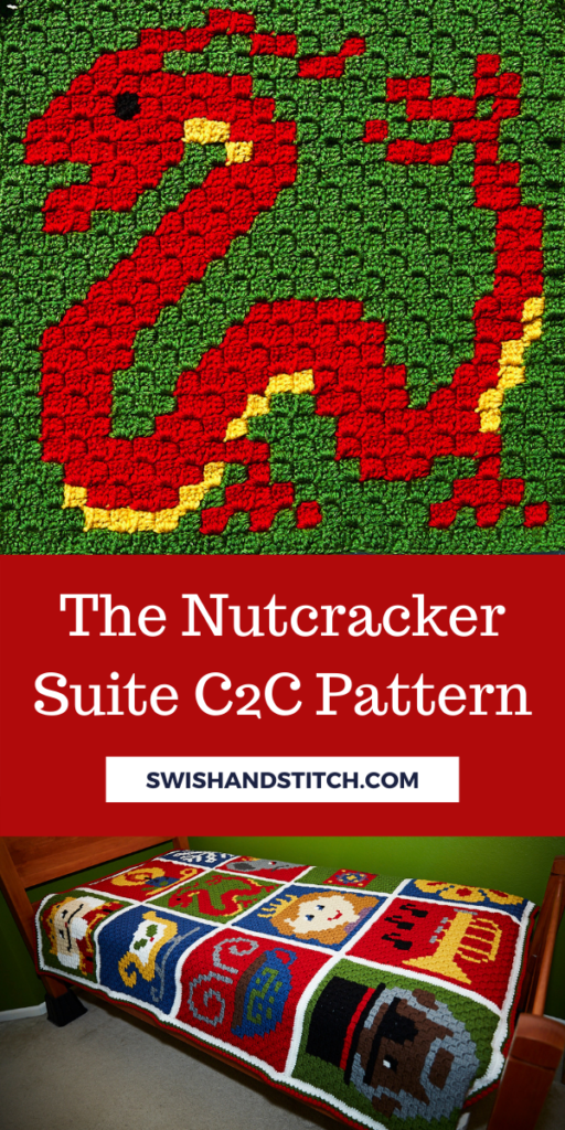 The Nutcracker Suite C2C Crochet Afghan Pattern Pinterest Image - Chinese Dragon