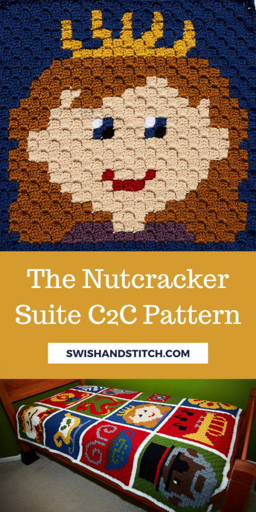 The Nutcracker Suite C2C Crochet Afghan Pattern Pinterest Image - Clara