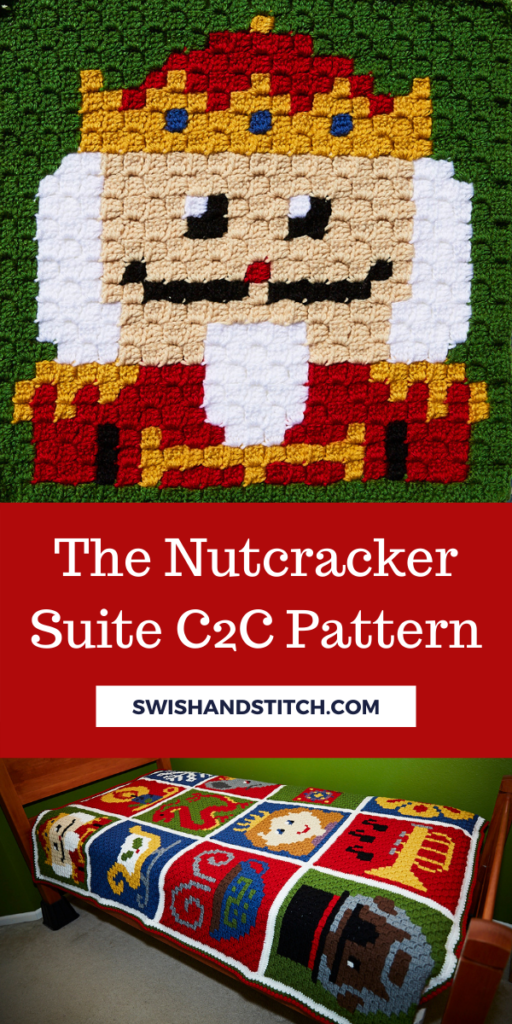 The Nutcracker Suite C2C Crochet Afghan Pattern Pinterest Image - Nutcracker Prince