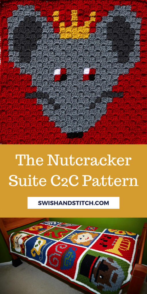 The Nutcracker Suite C2C Crochet Afghan Pattern Pinterest Image - Rat King