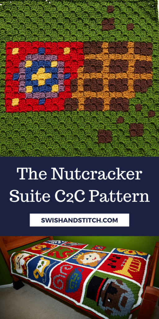 The Nutcracker Suite C2C Crochet Afghan Pattern Pinterest Image - Spanish Chocolate