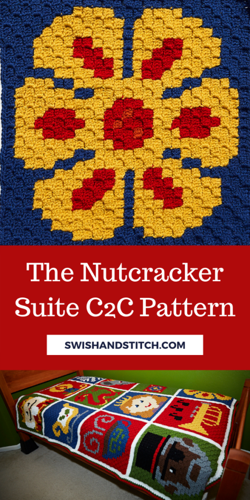 The Nutcracker Suite C2C Crochet Afghan Pattern Pinterest Image - Waltz of the Flowers