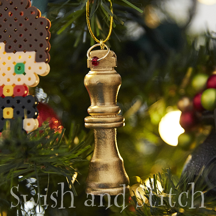 gilded wizard chess piece ornament