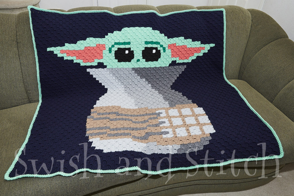 Baby Yoda C2C crochet finished blanket