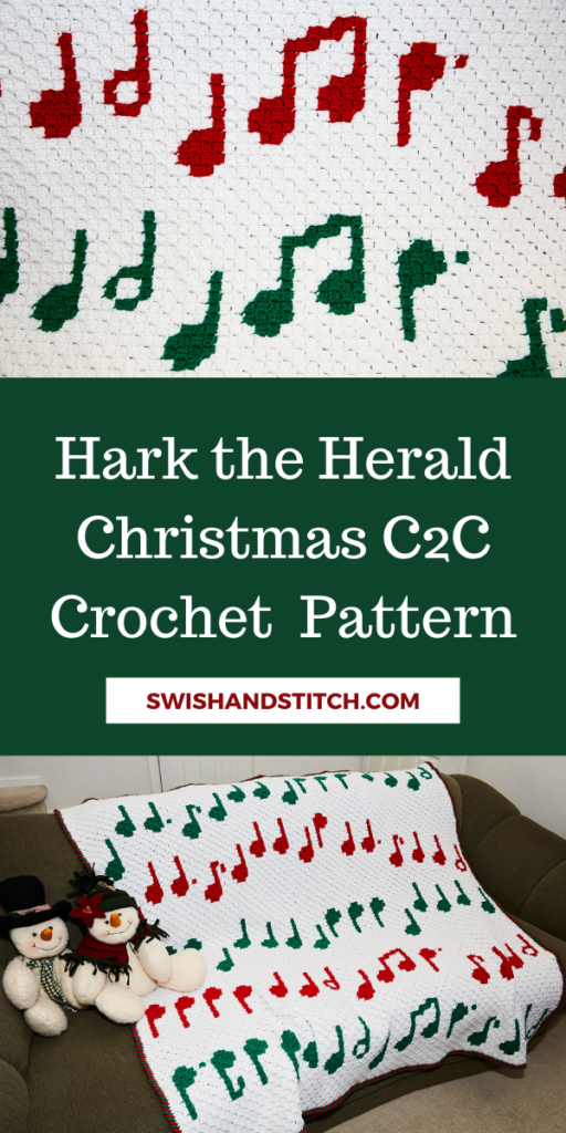 Hark the Herald C2C Crochet Christmas Afghan Pinterest Image