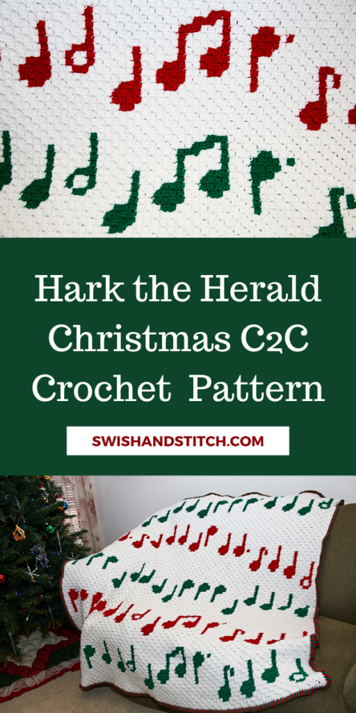 Hark the Herald C2C Crochet Christmas Afghan Pinterest Image
