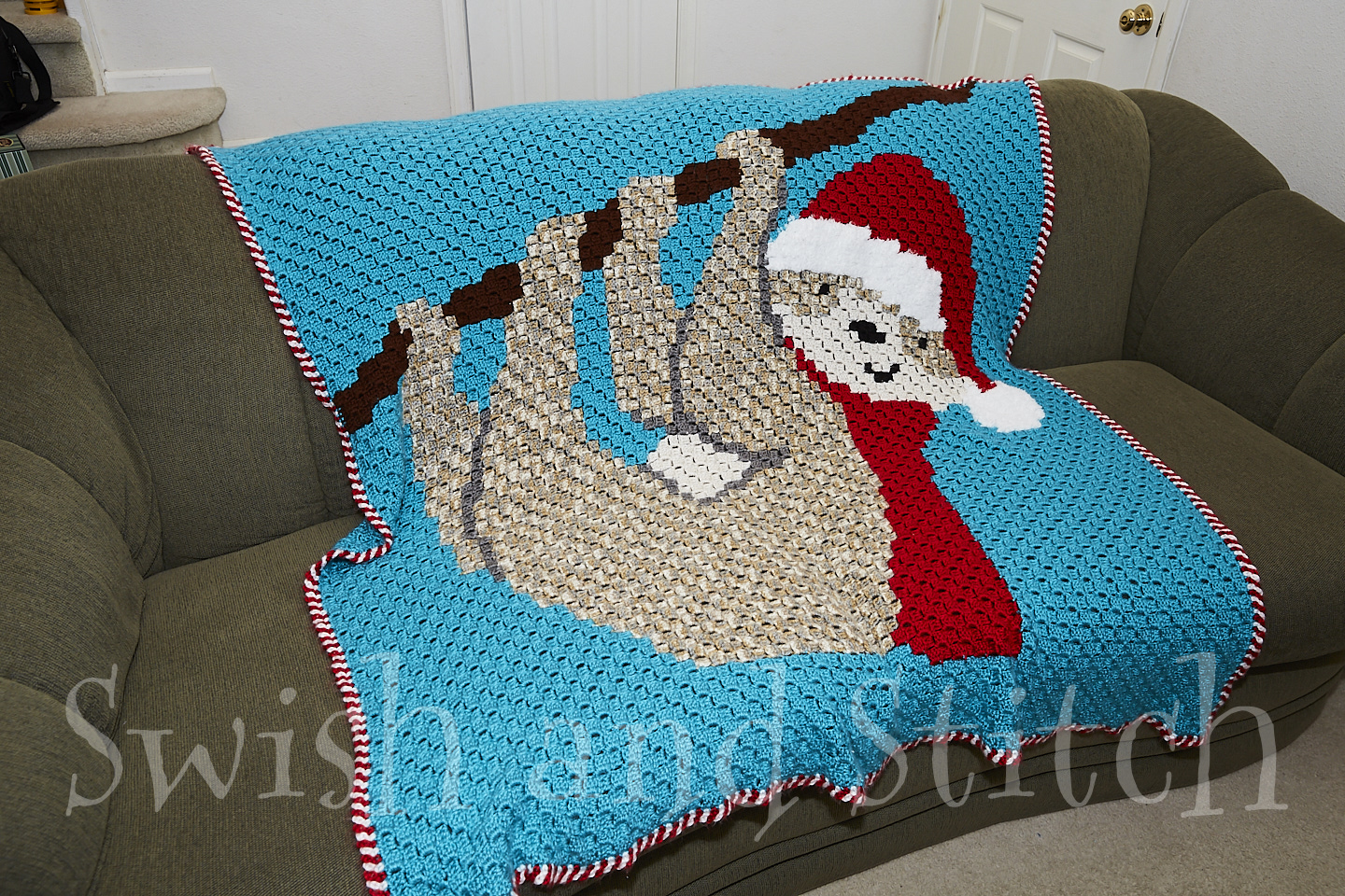 C2C Crochet Christmas Sloth Afghan (Repeat Crafter Me) - Swish and Stitch