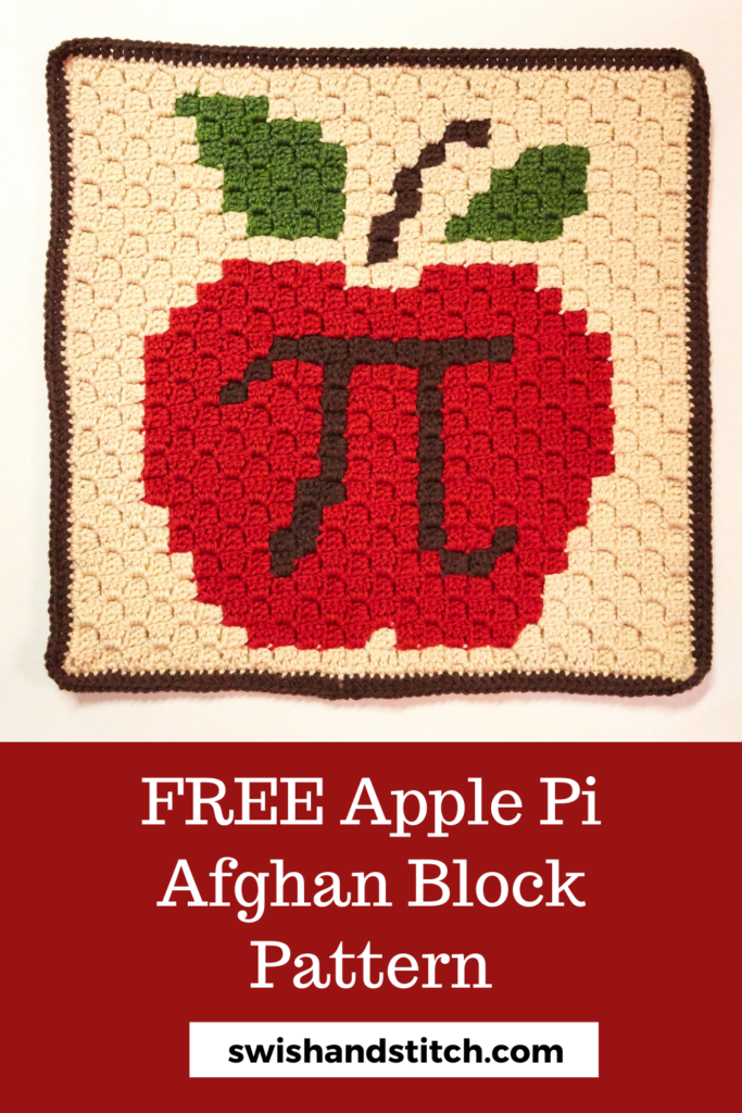 Apple Fruit Pi Day C2C Crochet Afghan Block Pattern Pinterest Image