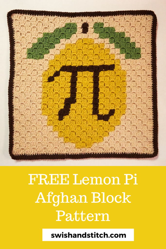 Lemon Fruit Pi Day C2C Crochet Afghan Block Pattern Pinterest Image
