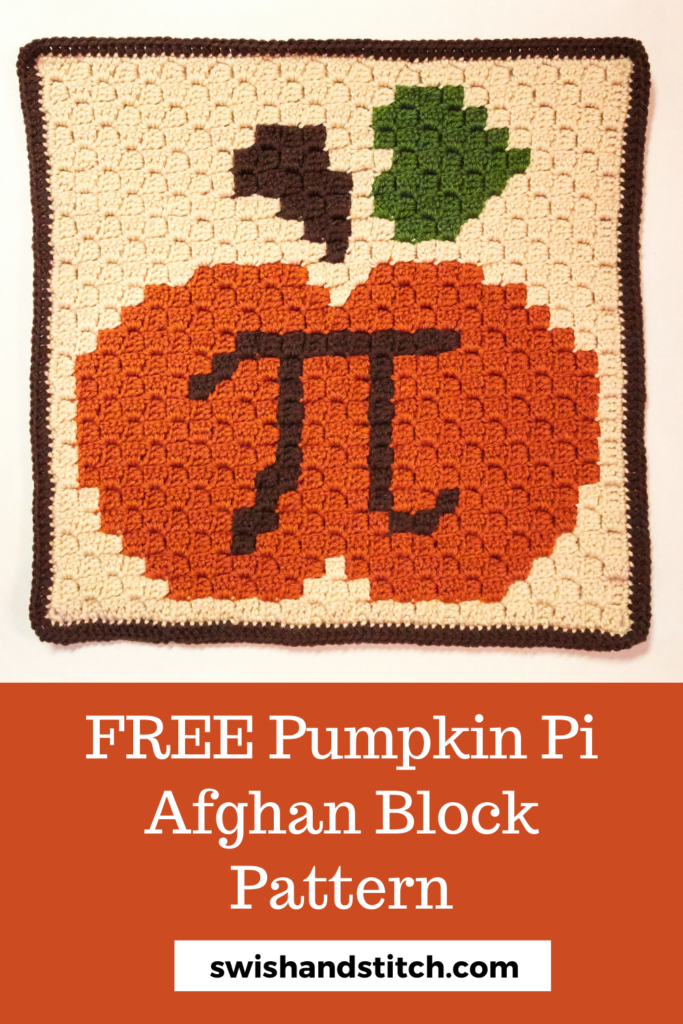 Pumpkin Fruit Pi Day C2C Crochet Afghan Block Pattern Pinterest Image