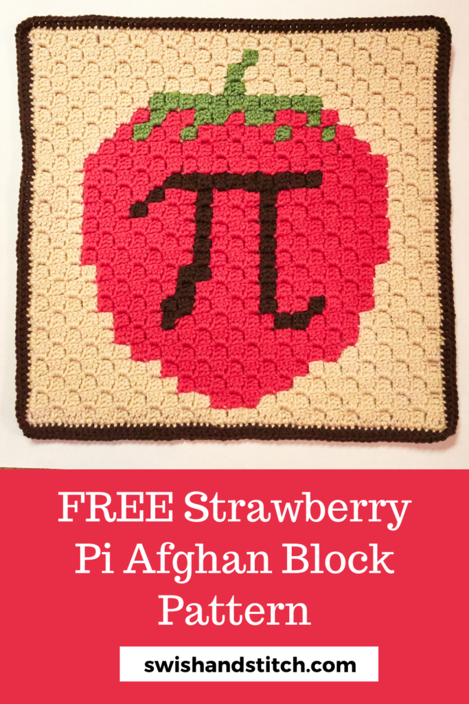 Strawberry Fruit Pi Day C2C Crochet Afghan Block Pattern Pinterest Image