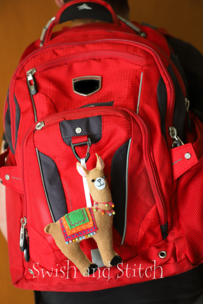 llama on backpack