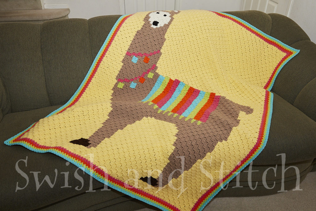 No Prob-Llama C2C Crochet Afghan Pattern - completed blanket
