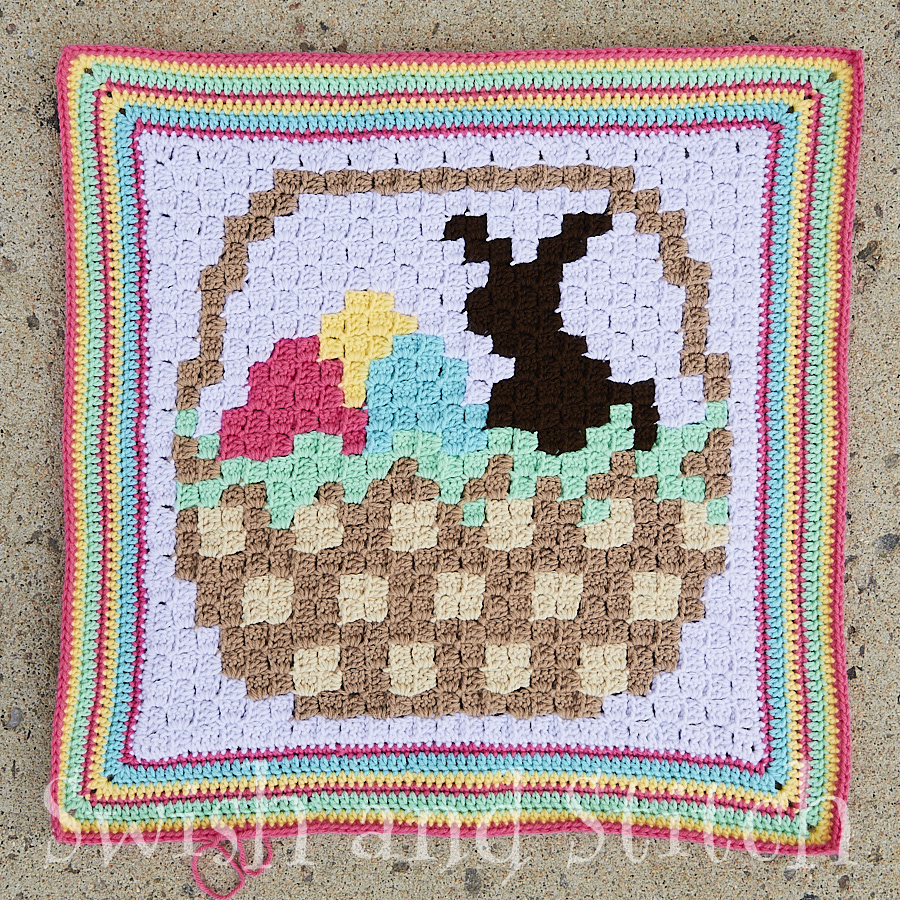 Easter basket c2c block with border