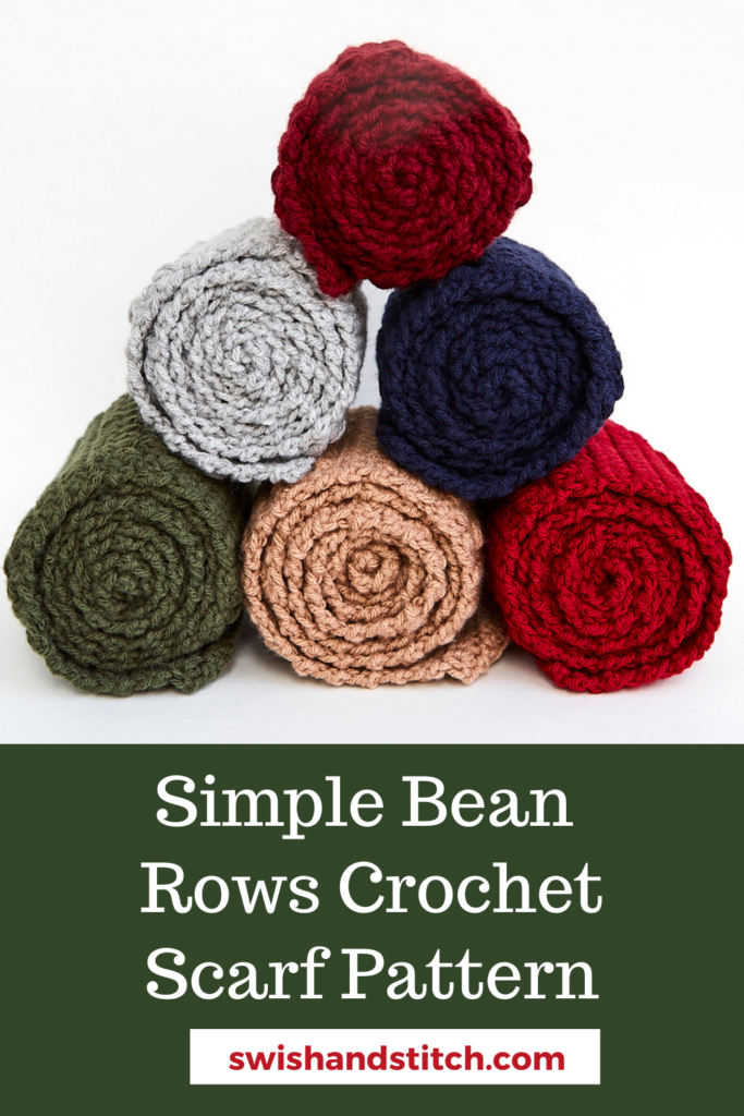 Operation Gratitude Simple Bean Rows Scarf Crochet Pattern - Pinterest Image 