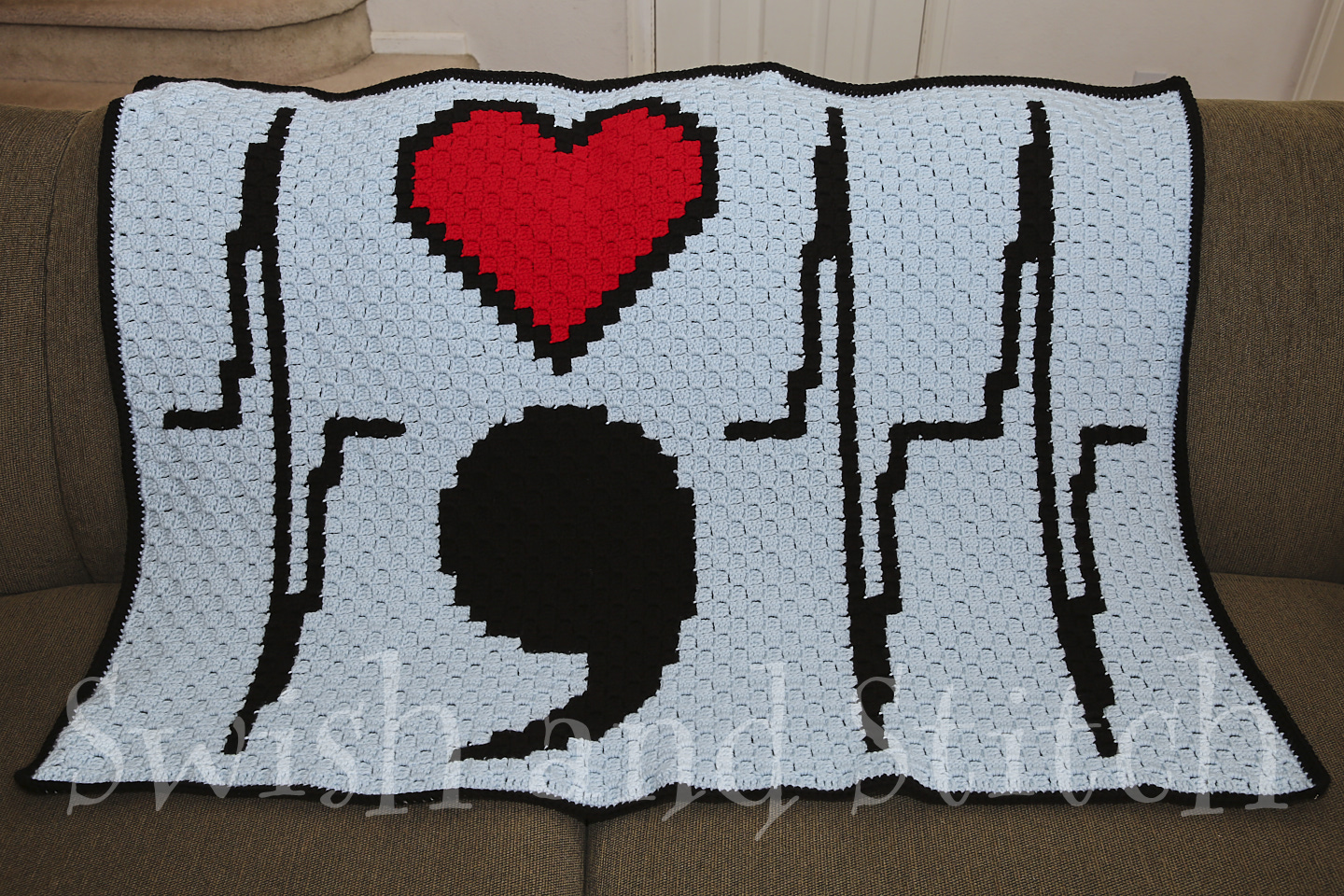 Puff Heart Crochet Border Tutorial - Swish and Stitch