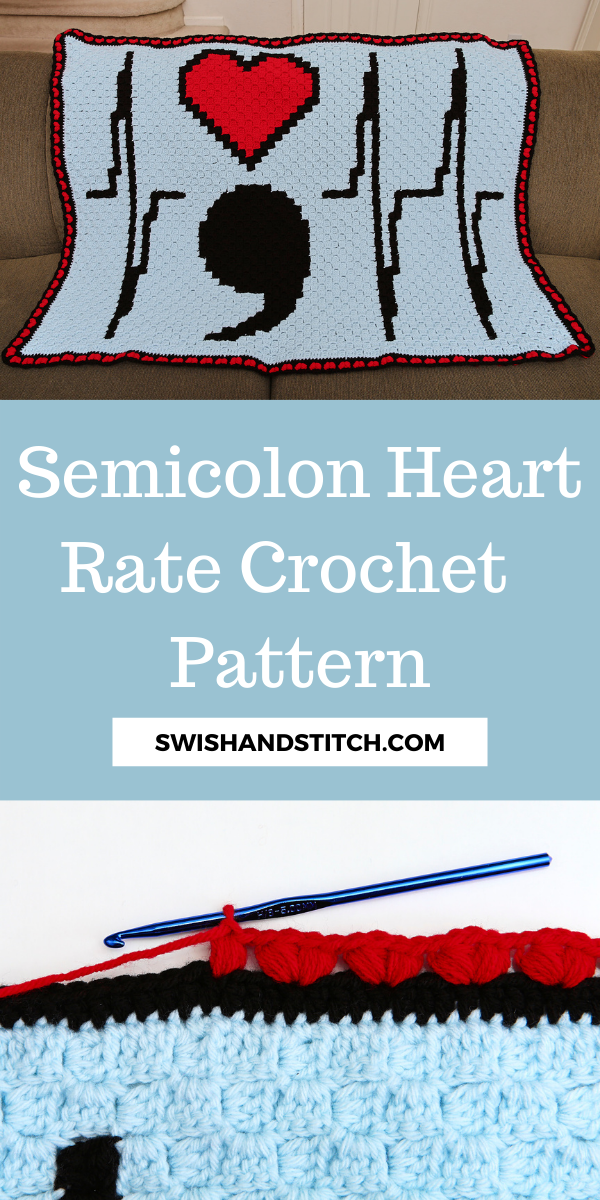 Semicolon Heart Rate C2C Crochet Afghan for Mental Health Awareness ...