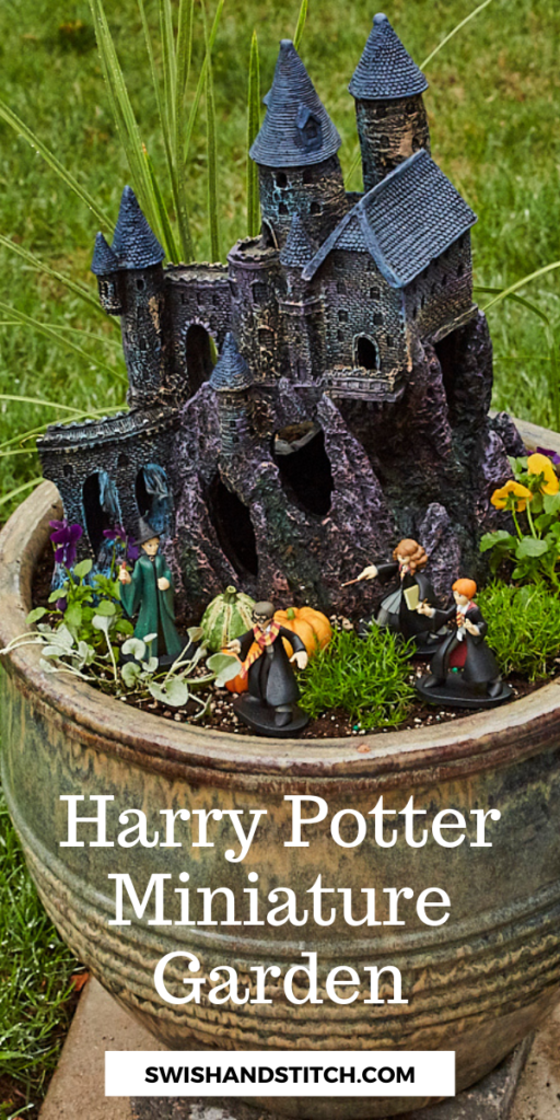 Harry Potter Hogwarts Castle Fairy Garden - Pinterest Image