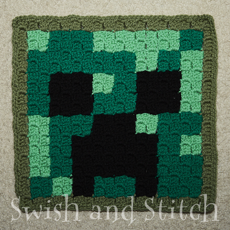 Minecraft C2C Crochet Afghan creeper block