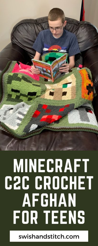 Minecraft c2c crochet afghan for teens free pattern