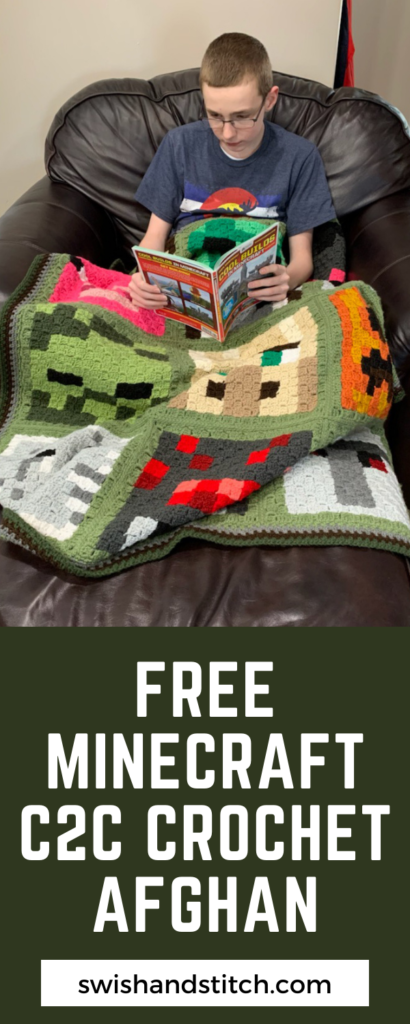 Minecraft c2c crochet afghan for teens free pattern