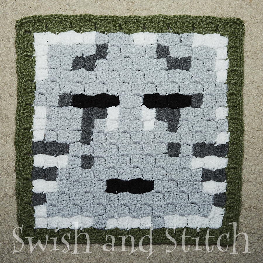 Minecraft C2C Crochet Afghan ghast block