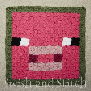 Minecraft C2C Crochet Afghan pig block