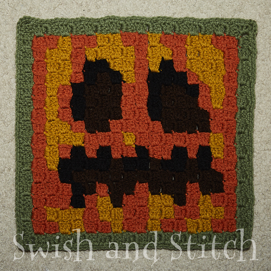 Minecraft C2C Crochet Afghan pumpkin block